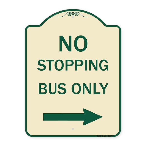 No Stopping Bus with Arrow Right Heavy-Gauge Aluminum Architectural Sign, 24" x 18", TG-1824-23577